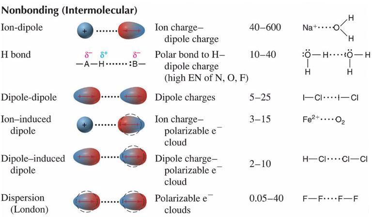 Intermolecular Forces Chart