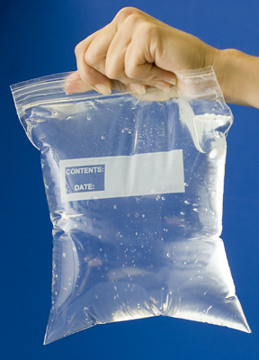 Add water to bag to determine Volume