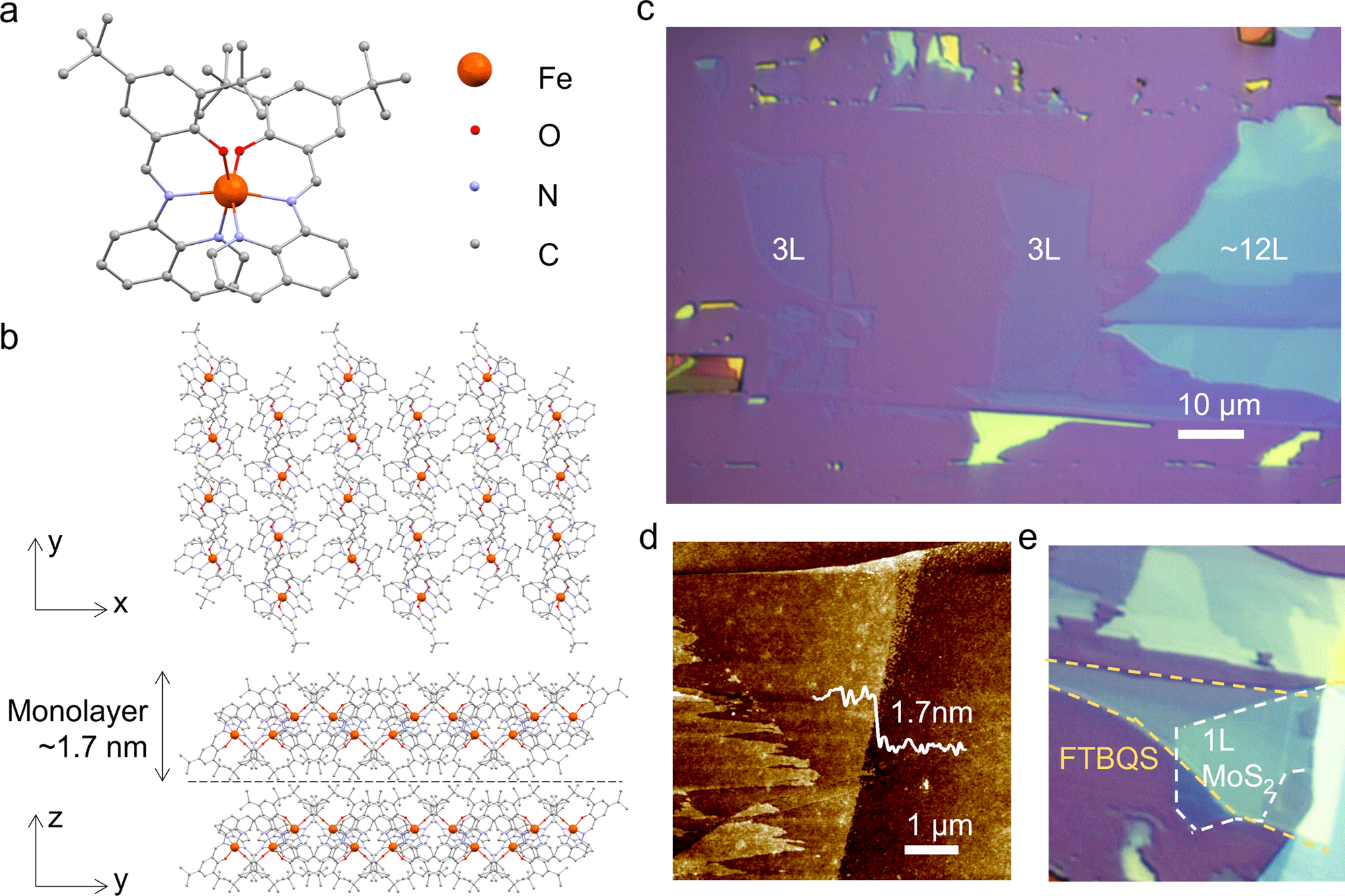 Spin-crossover complex as a two-dimensional van der Waals molecular material