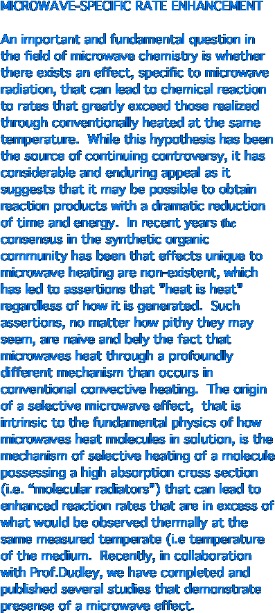 MICROWAVE-SPECIFIC RATE ENHANCEMENT